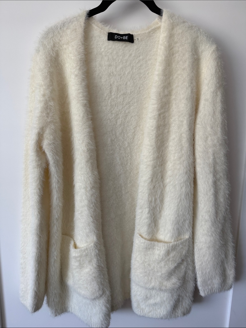DO+BE Ivory Fuzzy Open-Front Cardigan